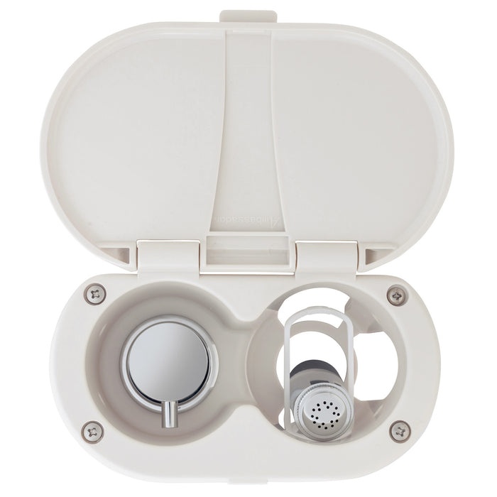 Ambassador Marine 136-1716-WH Aidack- Transom Shower (Hot/Cold Mixer), Warm White Cup & Lid, Hammer-Head Warm White Sprayer, 6' Stainless Steel Hose, Chrome Aidack Handle