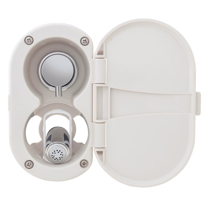 Ambassador Marine 136-1716-WH Aidack- Transom Shower (Hot/Cold Mixer), Warm White Cup & Lid, Hammer-Head Warm White Sprayer, 6' Stainless Steel Hose, Chrome Aidack Handle