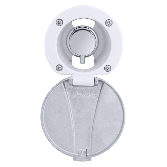 Ambassador Marine 136-1741-CA Aidack- Recessed Control Valve (Hot/Cold Mixer), Arctic White Cup with Stainless Steel Lid, Chrome Aidack Handle
