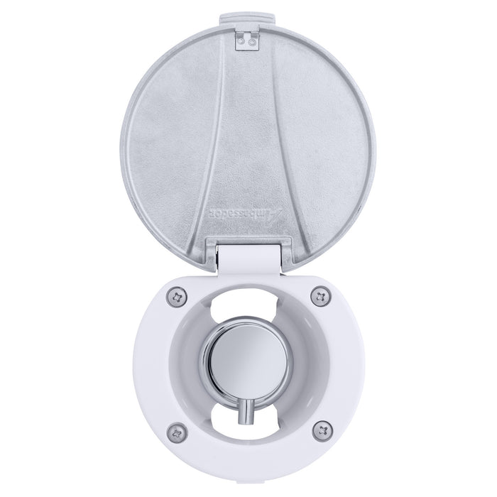 Ambassador Marine 136-1741-CA Aidack- Recessed Control Valve (Hot/Cold Mixer), Arctic White Cup with Stainless Steel Lid, Chrome Aidack Handle