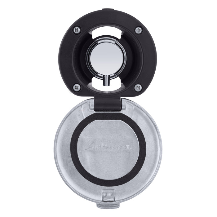 Ambassador Marine 136-1741-CK Aidack- Recessed Control Valve (Hot/Cold Mixer), Black Cup with Stainless Steel Lid w/Gasket, Chrome Aidack Handle