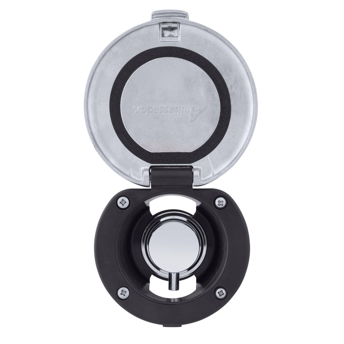 Ambassador Marine 136-1741-CK Aidack- Recessed Control Valve (Hot/Cold Mixer), Black Cup with Stainless Steel Lid w/Gasket, Chrome Aidack Handle