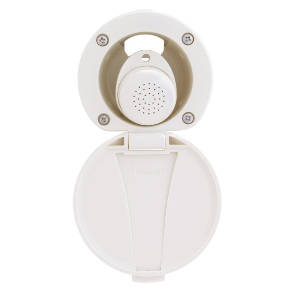Ducha empotrada Ambassador Marine con taza y tapa en blanco cálido, rociador pequeño y manguera de 1,8 m (1/2 pulgada NPSF)
