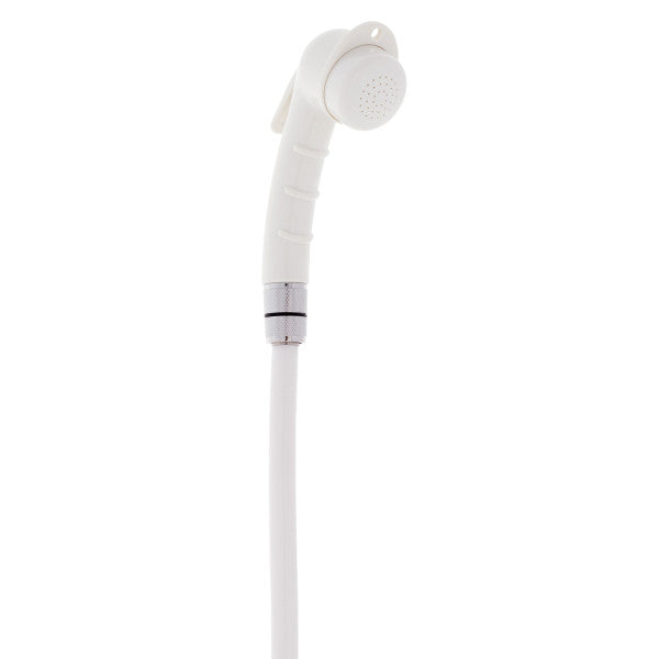 Ducha empotrada Ambassador Marine con taza y tapa en blanco cálido, rociador pequeño y manguera de 1,8 m (1/2 pulgada NPSF)