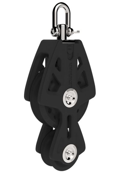 Lewmar 29925031BK 50MM Fiddle Block, Black, 1/4" 3/8" Line