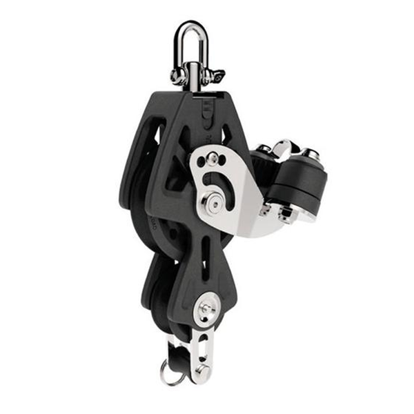 Lewmar 29925039BK 50MM Fiddle Block W/Cam & Becket, Black, 1/4" 3/8" Line