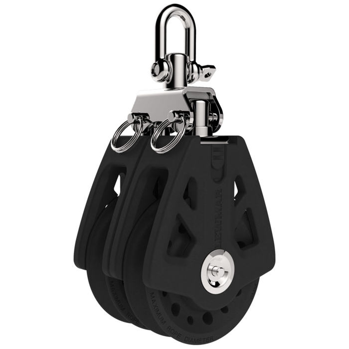 Lewmar 29926002BK 60MM Synchro Block, Double Black, 5/16" 3/8" Line