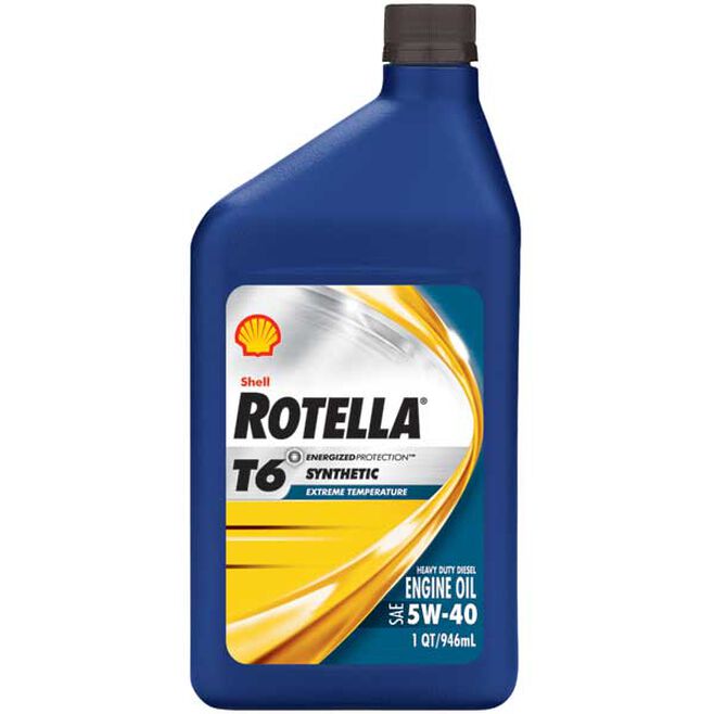Shell Oil 550049479 Shell Rotella T6 Synthetic Heavy Duty Diesel Engine Oil, 5W-40, Qt