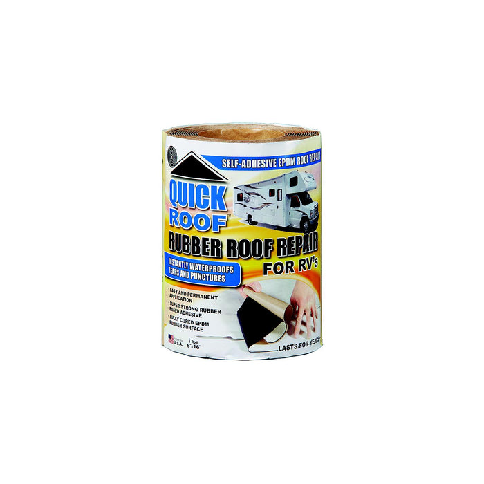 Cofair Products RQR624 Quick Roof Instant Waterproofing for Rubber Roofs, Black Adhesive/White EPDM, 6" x 24"