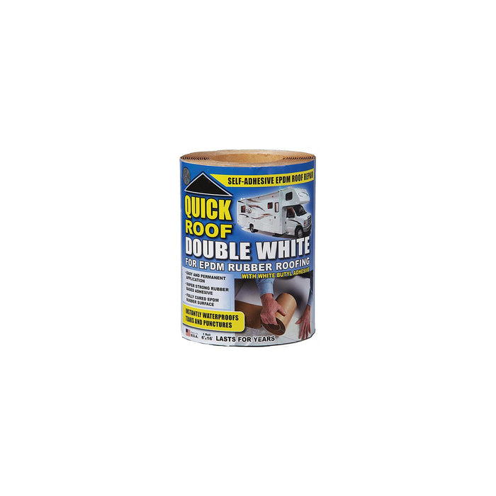 Cofair Products WRQR625 Quick Roof Instant Waterproofing for Rubber Roofs, White Adhesive/White EPDM, 6" x 25'