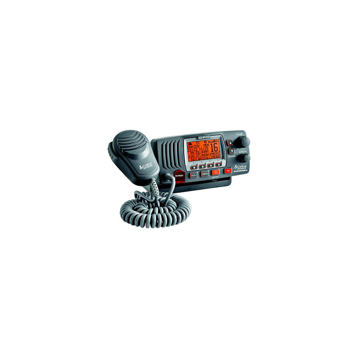 Cobra MR F77B GPS Fixed Mount Class D VHF Radio, Gray, Built-In GPS Receiver, Includes Flush and Fixed Mount Kits