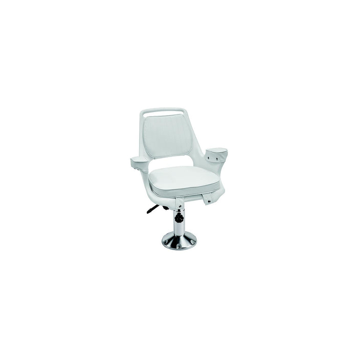 Wise 8WD1007-6-710 Captain's Chair Package, White, includes Chair, Cushions, 12 to 18" Adjustable Pedestal, Seat Slide