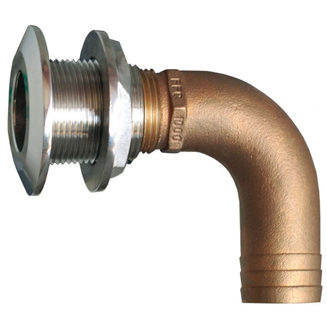 Groco HTHC-2000-S HTHC-S #316 SS Hose Thru-Hull 90 Degree With Bronze Nut