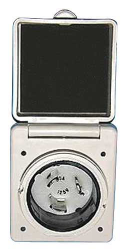 Marinco 6351EL 50 Amp 125V Power Inlet w/ SS Trim Without Rear Safety Enclosure