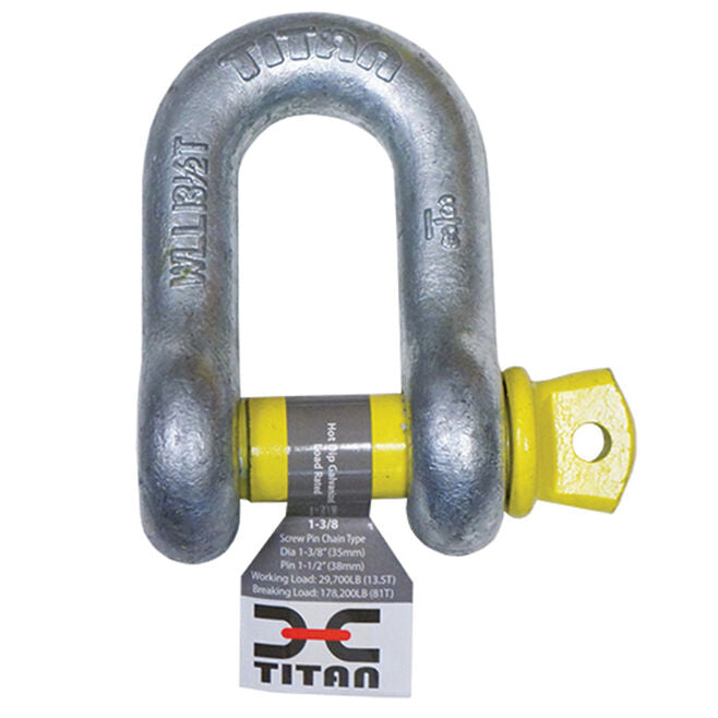Titan Chain 10319066 Hot Galvanized D Shackle, 1/2"