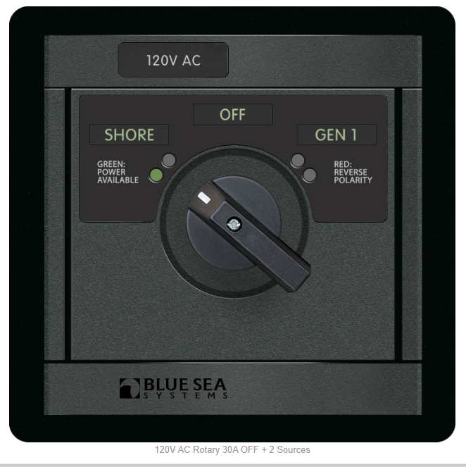 Blue Sea 1481 120V AC Rotary 30A OFF + 2 Sources