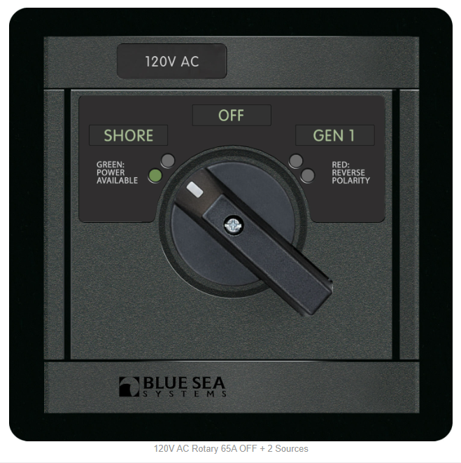 Blue Sea 1483 120V AC Rotary 65A OFF + 2 Sources