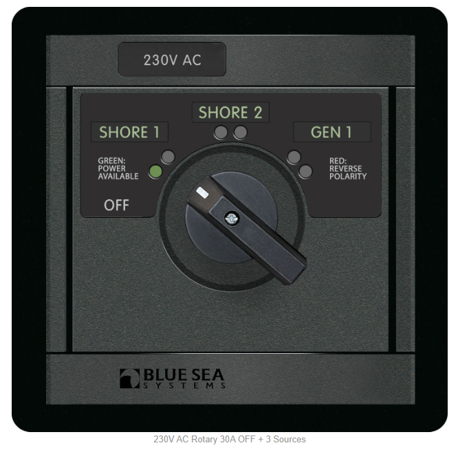 Blue Sea 1485 230V AC Rotary 30A OFF + 3 Sources