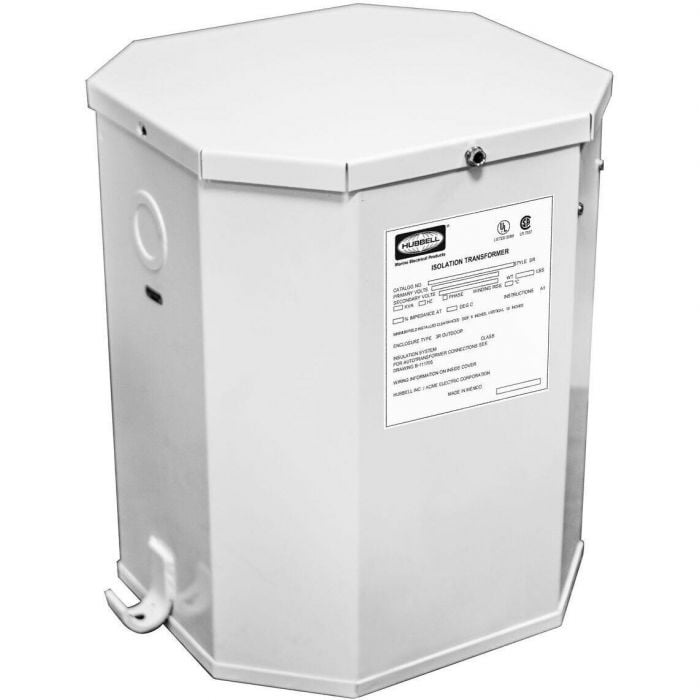 Hubbell Marine Isolation Transformer, White Powder Coat, 15 kVA, 60 Hz