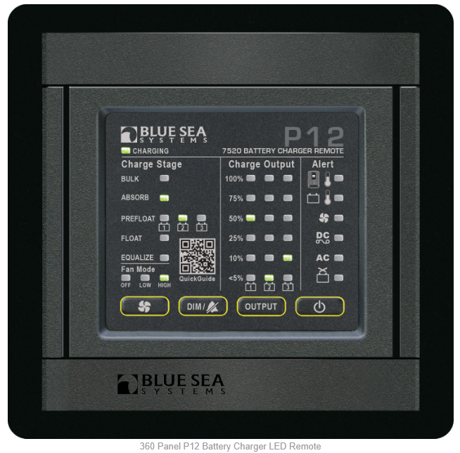 Blue Sea 1521 360 Panel P12 Cargador de batería LED remoto