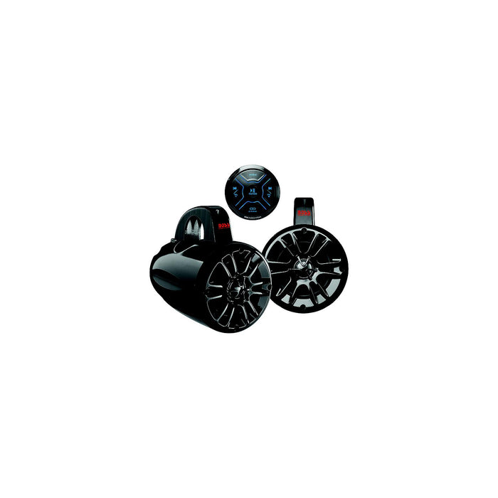 Boss Audio MG150T4 Receiver & Waketower/UTV/ Roll Bar 4" Speaker System Package