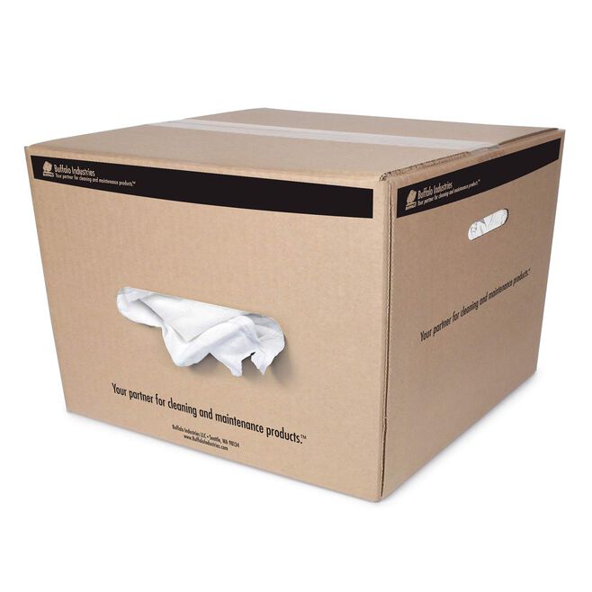 Buffalo Rags 10525 Recycled White T-Shirt Wipers, 50 lb.