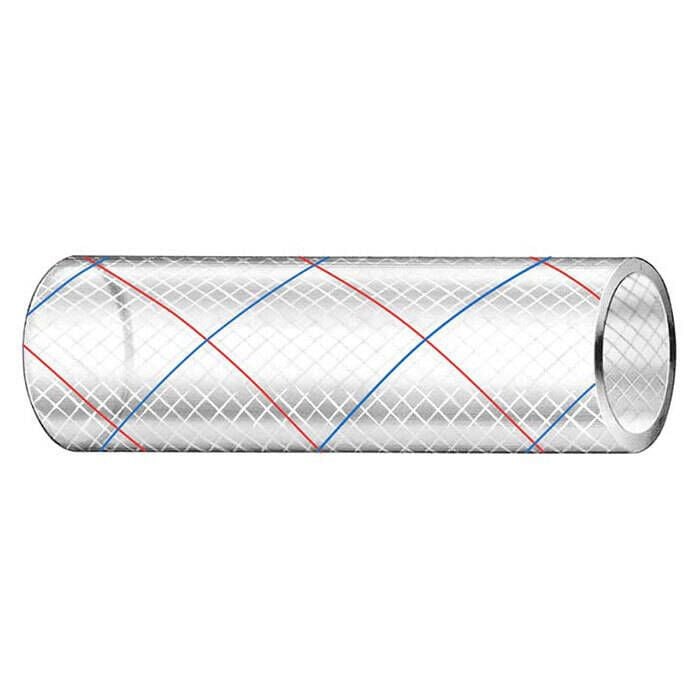 Trident Marine 1/2" x 50' Clear Reinforced PVC Hose Tubing Red & Blue Tracer