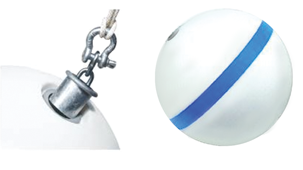Taylor Made Products 46370 Taylor Sur-Moor T3C Mooring Buoy White w/ Blue, Reflective Striping