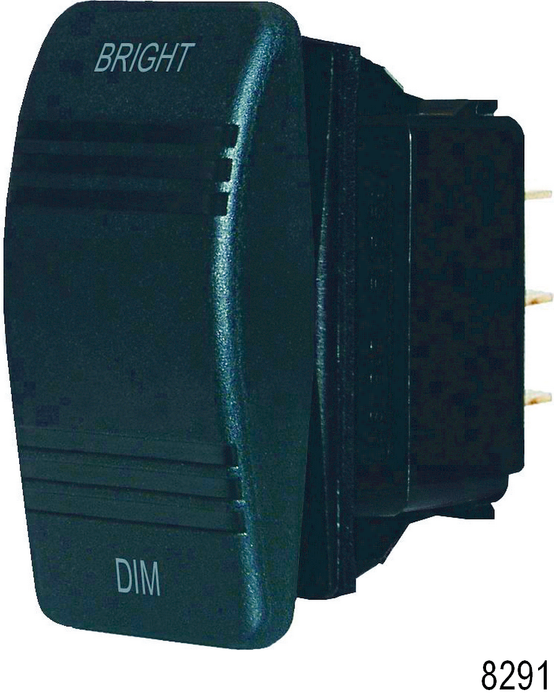 Blue Sea 8291-BSS Contura Rocker Switch, Mom On/Off/Mom On, Black