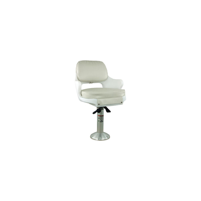 Springfield 1001414-L Yachtsman Fixed Height Chair Package, White, Includes Seat/Armrest/Cushions, Pedestal, Locking Slide/Swivel