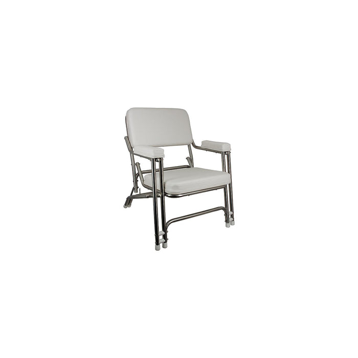 Springfield 1080021SS Deck Folding Chair, White With Stainless Steel Tubing