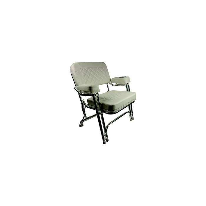 Springfield 1080125-CR Premium Deck Chair, White