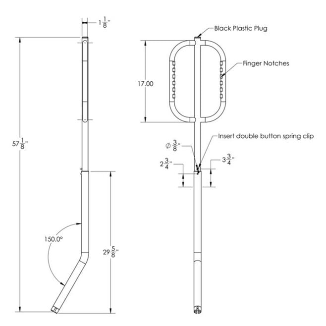 Taco Metals F16-0810-1 "Come On Board" Boarding Angled Handle