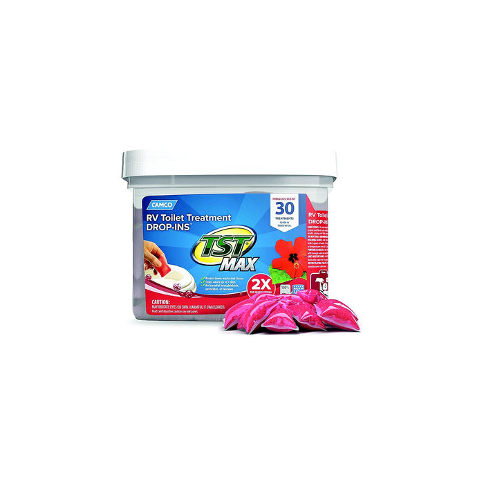 Camco 41604 41601 Max Toilet Treatment Drop-Ins, 30 Pack, Hibiscus Breeze