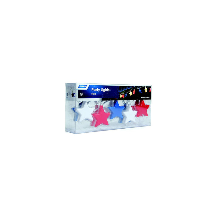 Camco 42656 Patriotic Stars Party Lights (Includes 10 Lights, Connector, 2 Spare Bulbs & Fuse)