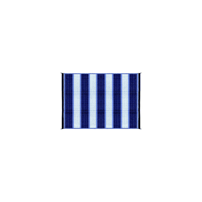 Camco 42871 Open Air Stripe Awning Leisure Mat, 6' x 9' Blue