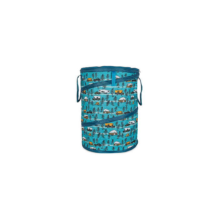 Camco 42987 Pop-Up Utility Container, Teal/ Sketched RVs, 30 Gal.