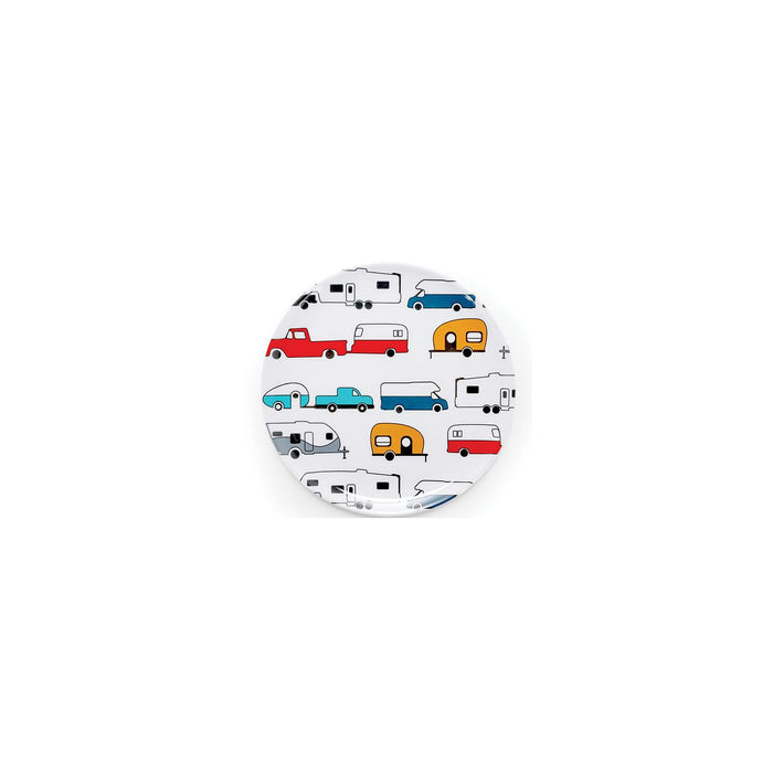 Camco 53223 Melamine Dishware, Multi-color RV & Truck Pattern, 7-3/4" Salad Plate