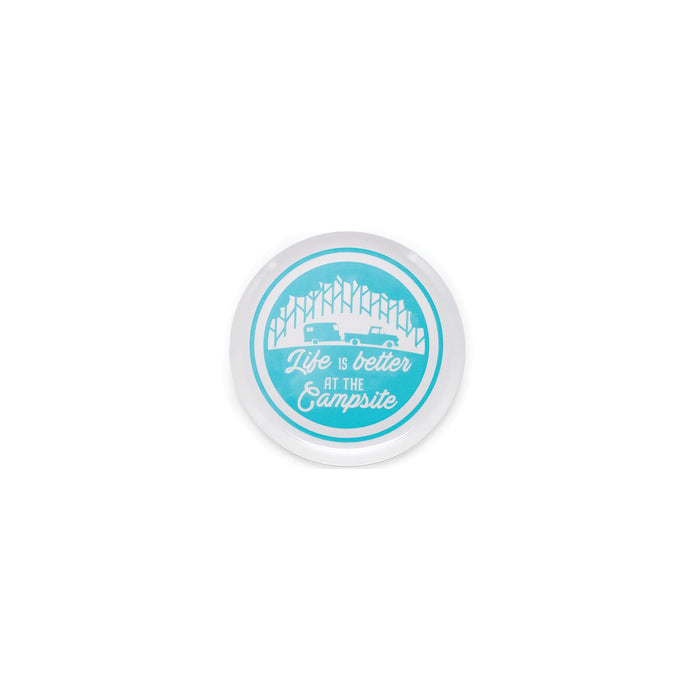 Camco 53227 Melamine Dishware, Blue Tree & Truck Pattern, 9-3/4" Dinner Plate