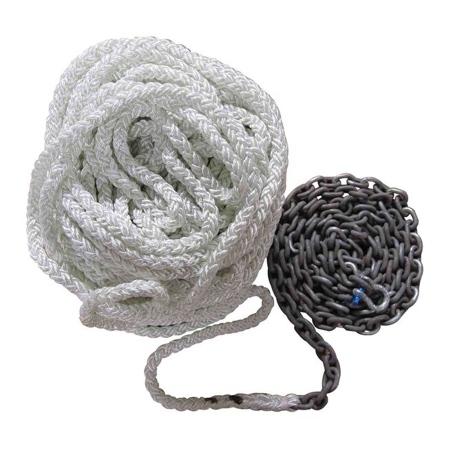 Buccaneer Premium 8 Plait Line & Chain 1/2" x 300' Line, 1/4" x 15' Chain