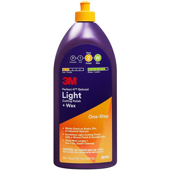 3M 36110 Perfect-It Gelcoat Light Cutting Compound/Wax, Qt.