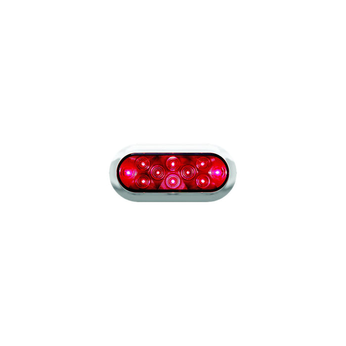 Anderson V423XR4 LED Oval Stop Turn & Tail Light Red With Chrome Bezel