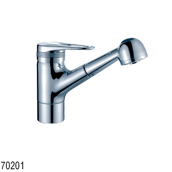 Scandvik 10871 Single Lever Galley Faucet w/ Pull-Out Sprayer, 5' Chrome-Flex Hose