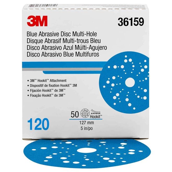 3M 36159 Blue Abrasivie Hookit Disc, 5", 50/box