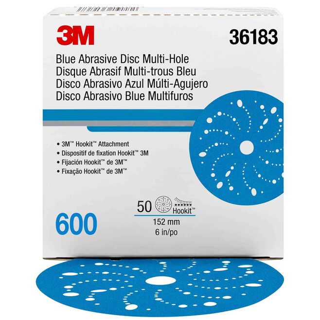 3M 36183 Blue Abrasivie Hookit Disc, 6", 50/box