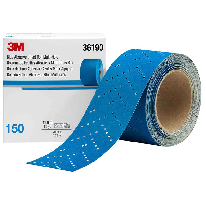 3M 36190 Blue Abrasive Hookit Sheet Roll, 2-3/4" x 13 Yards