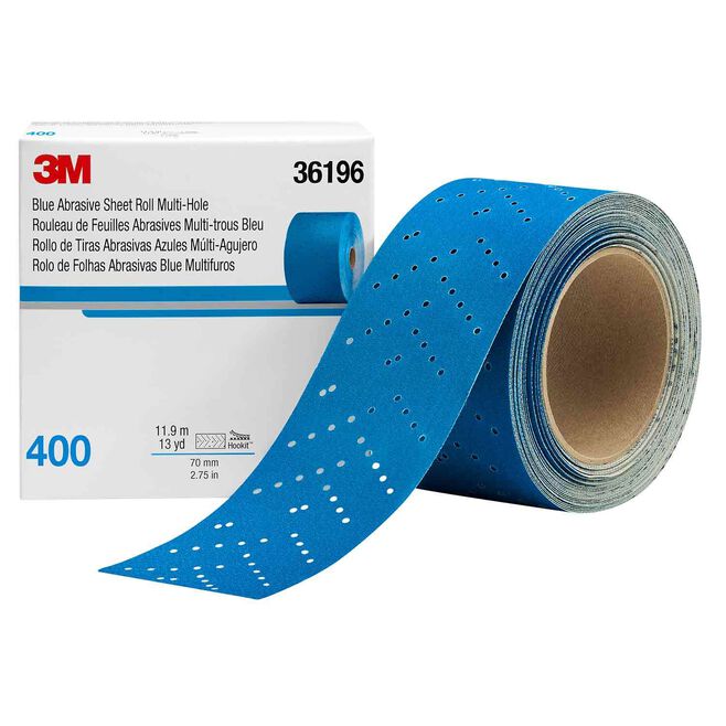 3M 36196 Blue Abrasive Hookit Sheet Roll, 2-3/4" x 13 Yards