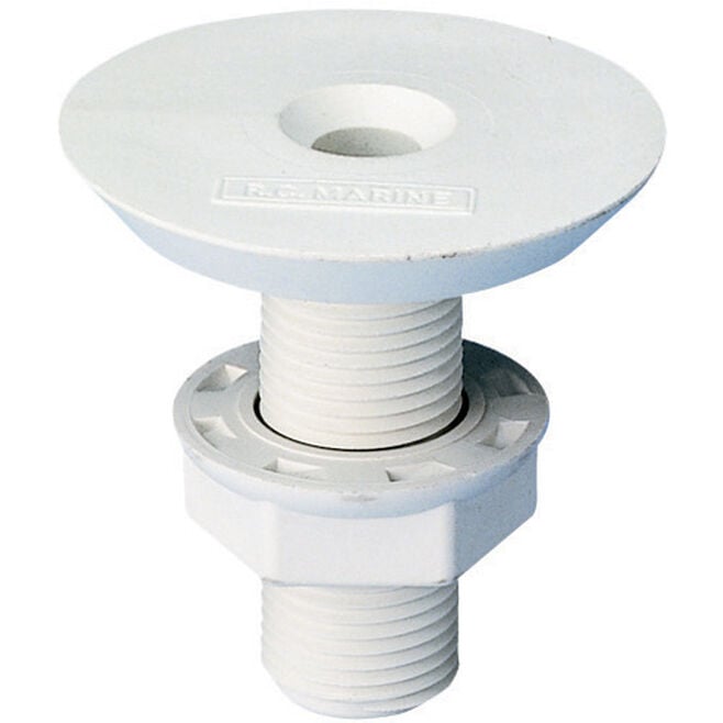Forespar 906002 CF250 Marelon Full Threaded Flush Head Thru Hull w/Nut, White