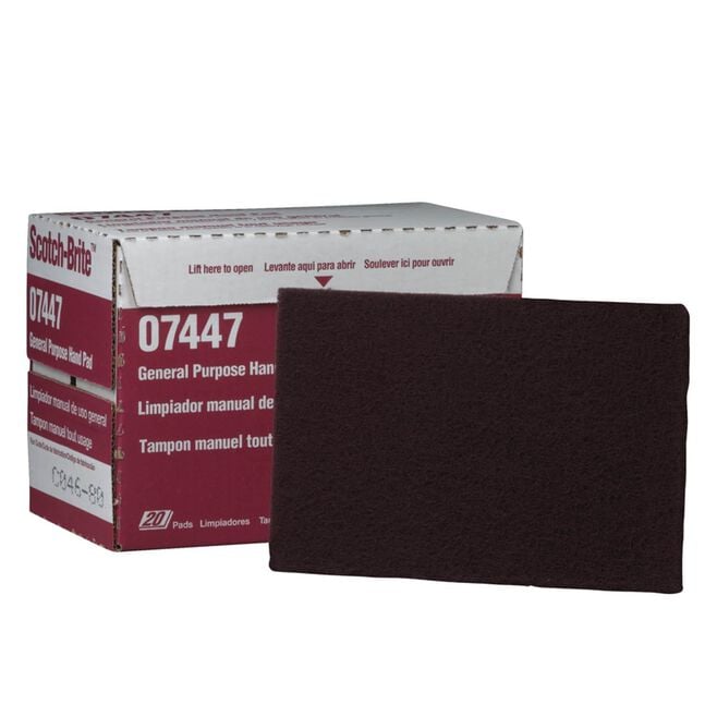 3M 07447 Scotch Brite Hand Pads, General, Maroon, 20/Box