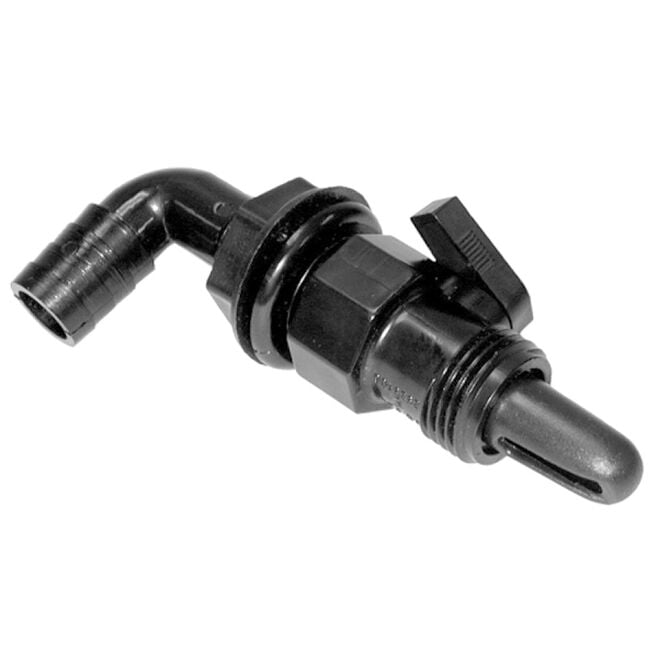 TH Marine AHV-90-DP T-H Marine Aerator Spray Head 90° Screw On Valve w/Shut Off, 3/4", Black
